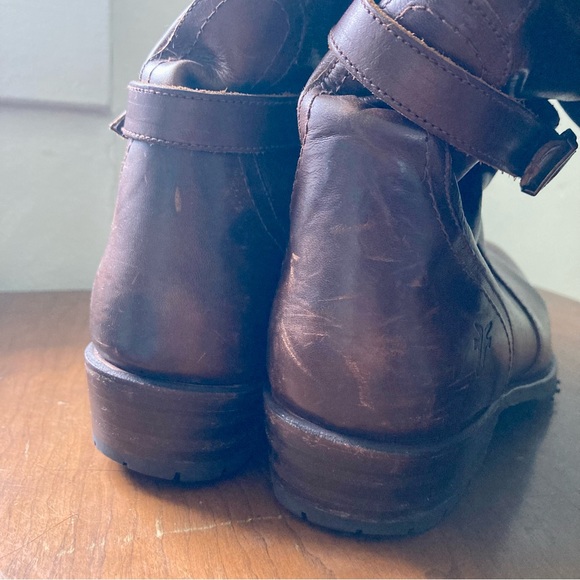 *Defect* Frye 9M Dorado Lug Riding Boots Brown w/ Rabbit Fur - Picture 6 of 15